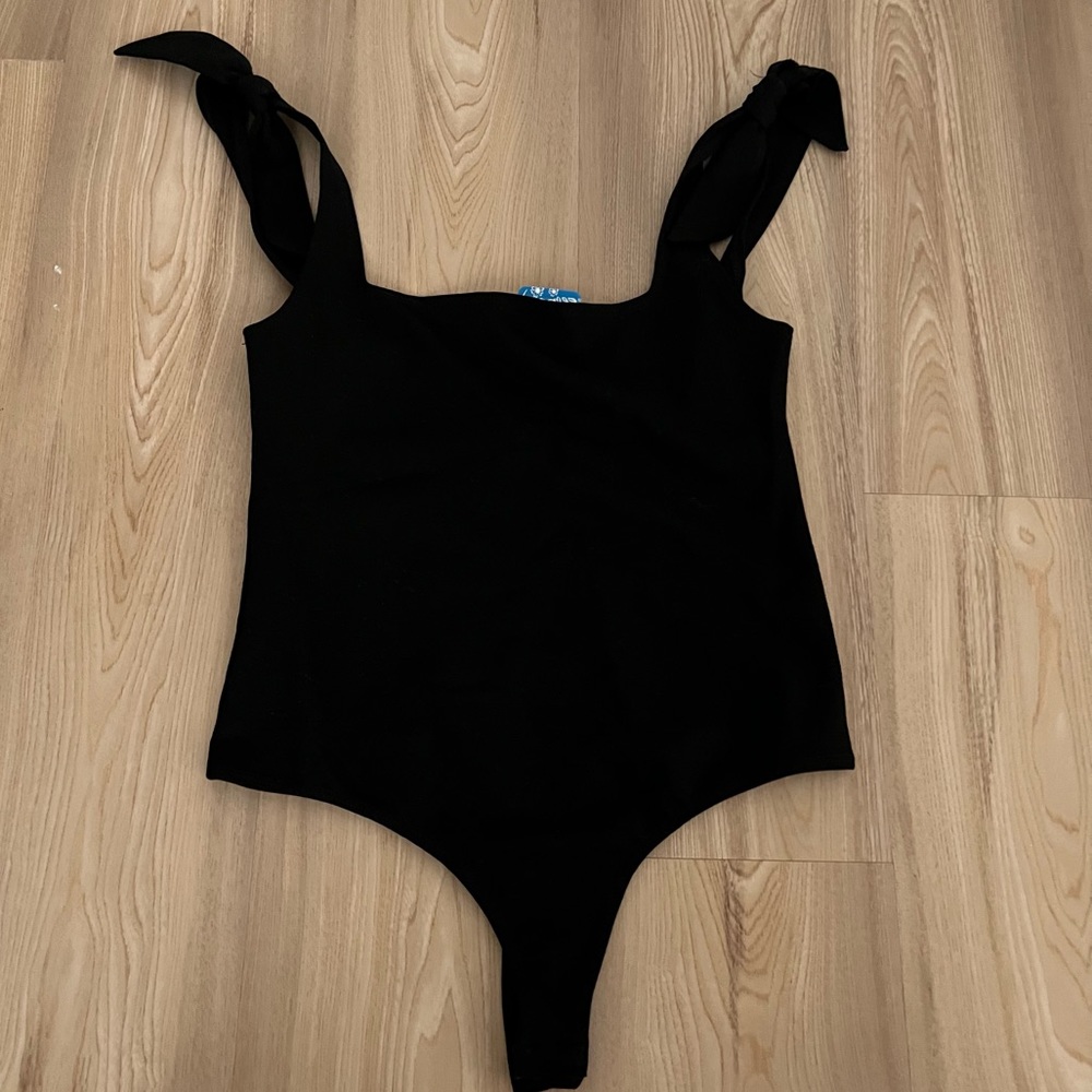 Free People Black Bodysuit with Tie Straps